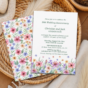 Aquarell-Garten-Blumen 30. Hochzeitstag Einladung