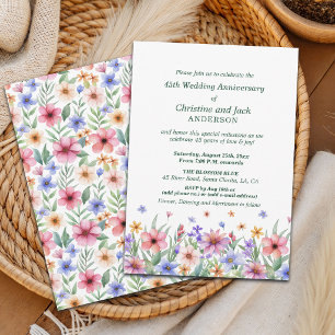 Aquarell-Garten-Blumen 45. Hochzeitstag Einladung