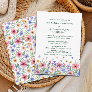 Aquarell-Garten-Blumen 60. Hochzeitstag Einladung