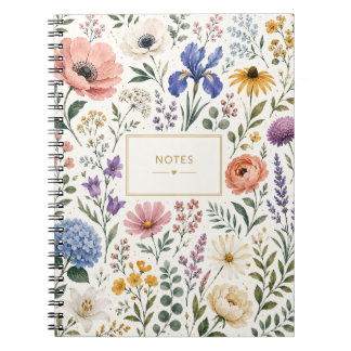Aquarell-Garten-Blumen-Notizbuch Notizblock