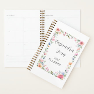 Aquarell-Garten-Blumen-Personalisierter Planer