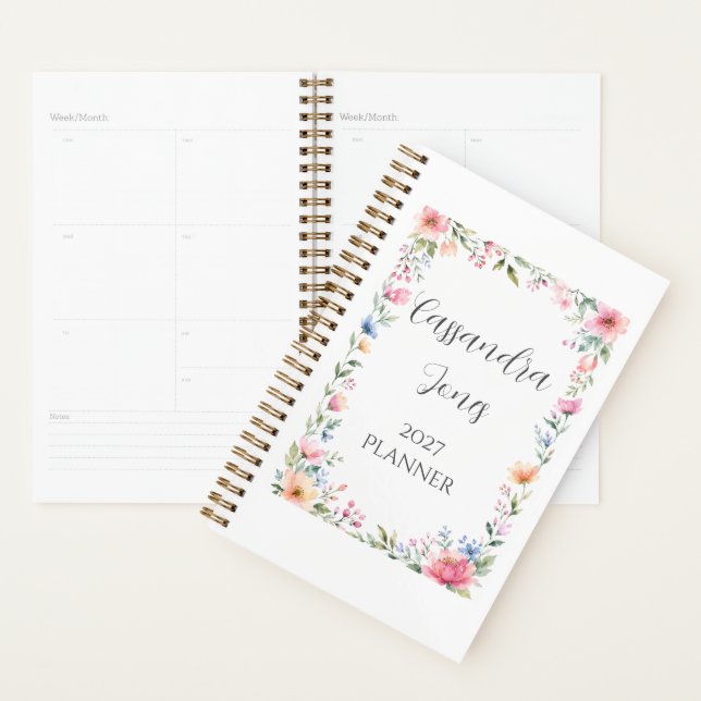 Aquarell-Garten-Blumen-Personalisierter Planer (Anzeige)