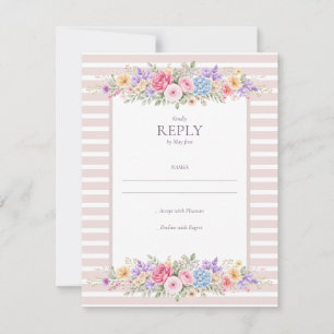 Aquarell-Garten-Blumen-Rahmen-Hochzeits-Einladung RSVP Karte