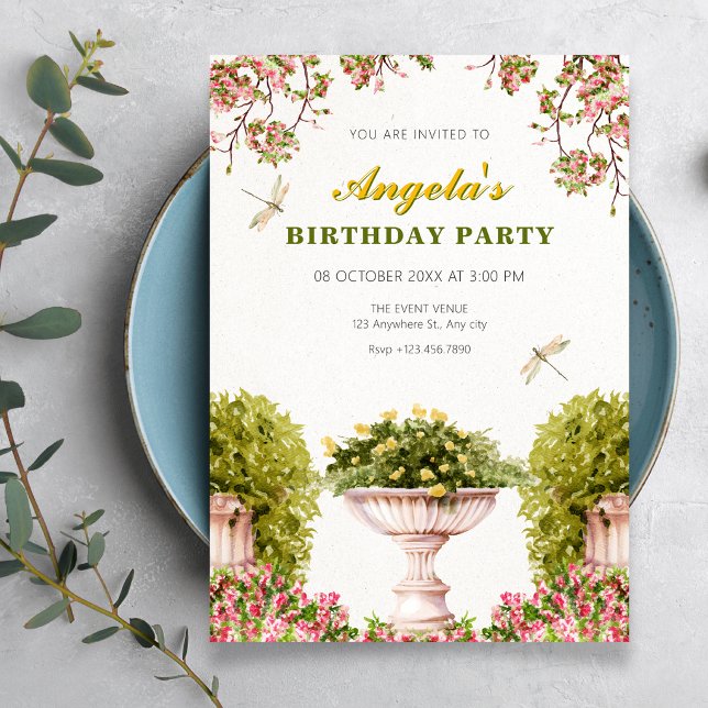 Aquarell-Garten-Geburtstag Einladung (Von Creator hochgeladen)