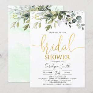 Aquarell Gärten Gold Bridal Dusche Einladung