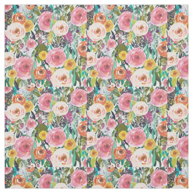 Aquarell-Garten mit Blumen Stoff (Muster)