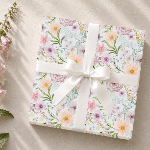 Aquarell-Garten mit weichen Pastell-Wildblumen Geschenkpapier