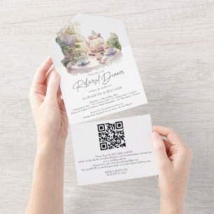 Aquarell-Garten-Probeessen-QR-Code-Rsvp All In One Einladung