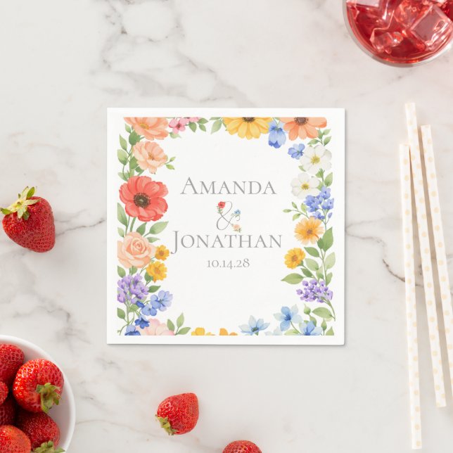 Aquarell-Garten-Wildblumen-Save-the-Date Serviette (Beispiel)