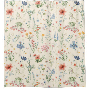 Aquarell-Gartenblumen Wildblume Frühlingswiese Duschvorhang