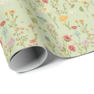 Aquarell-Gartenblumen Wildblume Frühlingswiese Geschenkpapier