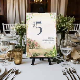 Aquarell-Gartenbogen-Hochzeit-Tischnummer-Karte Dankeskarte