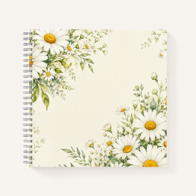 Aquarell-Gärtnerjournal mit Gänseblümchen Notizbuch (Vorderseite)