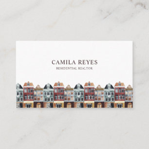 Aquarell Gebäude Real Anwesen Agent Skyline Visitenkarte