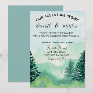 Aquarell-Gebirgs-Hochzeitseinladung Einladung