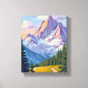 Aquarell-Gebirgslandschaft-Naturmalerei Leinwanddruck
