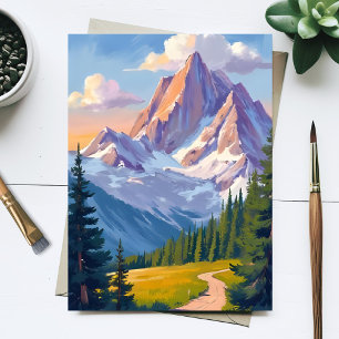 Aquarell-Gebirgslandschaft-Naturmalerei Postkarte