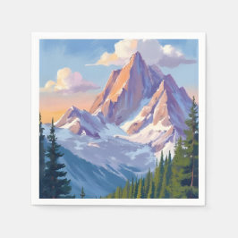 Aquarell-Gebirgslandschaft-Naturmalerei Serviette