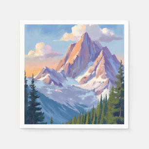 Aquarell-Gebirgslandschaft-Naturmalerei Serviette
