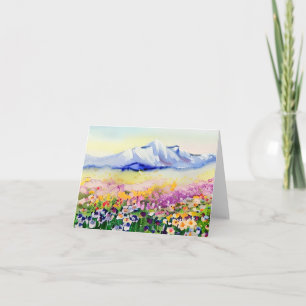 Aquarell-Gebirgswildblumen individuell anpassbar Karte