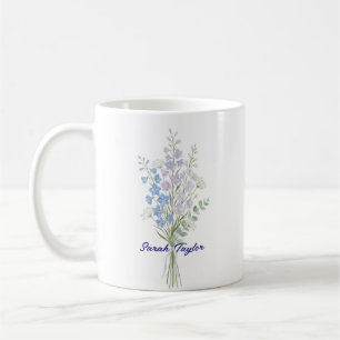 Aquarell-Geburtsblume Rittersporn Maßanfertigung Kaffeetasse