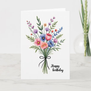 Aquarell-Geburtstags-Blumenkarte Karte