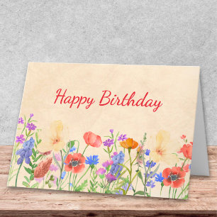 Aquarell-Geburtstags-Wiesen-Blumendesign Karte