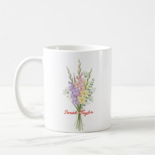 Aquarell Geburtstagsblume Rittersporn Maßgeschneid Kaffeetasse