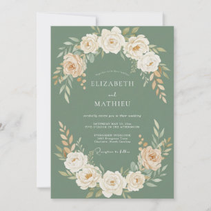 Aquarell-Gedämpfte-Olivblatt-Hochzeit Einladung
