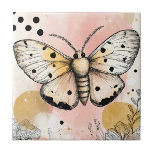 Aquarell Gefleckter Tigermotten Rosa Gold Boho Kun Fliese