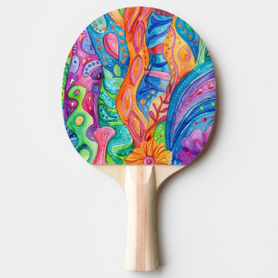 Aquarell-Gekritzel Ping-Pong-Schläger Tischtennis Schläger