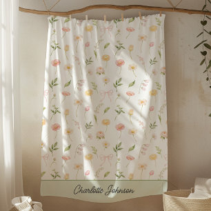 Aquarell Gelb Rosa Blume Floral Personalisiert Fleecedecke