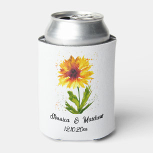 Aquarell-Gelb-Sonnenblume-Blumen-Natur-Hochzeiten Dosenkühler