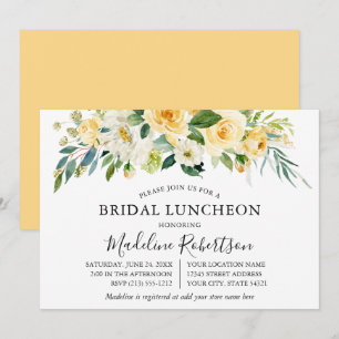 Aquarell-Gelb-Weiße Blumige Hochzeits-Lunchparty Einladung