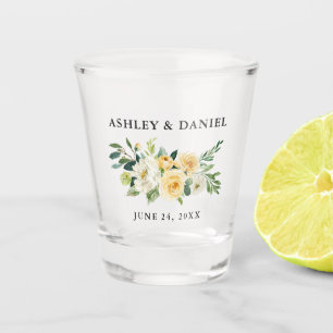 Aquarell-Gelb-Weiße-Floral-Hochzeit Schnapsglas
