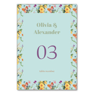 Aquarell-Gelbe Blumen & Florales Musterdesign Tischnummer