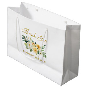 Aquarell Gelbe Flora Gold Elegante Vielen Dank Große Geschenktüte
