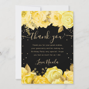 Aquarell-Gelbe-Rosen-Rand-Blumen-Geburtstag Dankeskarte