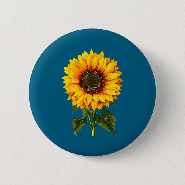 Aquarell-Gelbe Sonnenblume Botanischer Garten Somm Button (Vorderseite)