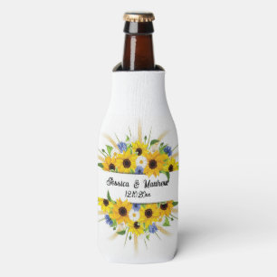 Aquarell gelbe Sonnenblume floral Natur Hochzeiten Flaschenkühler