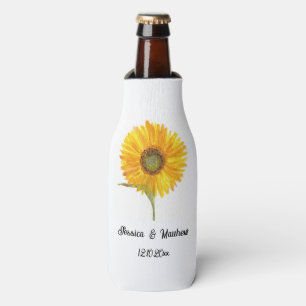 Aquarell gelbe Sonnenblume floral Natur Hochzeiten Flaschenkühler