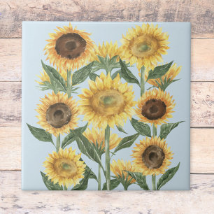 Aquarell-Gelbe Sonnenblumen-Blumenmuster Fliese