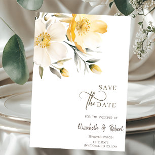 Aquarell Gelbe Weiße Blumen Termin Merken Save The Date