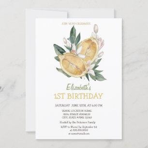 Aquarell Gelbe Zitronen Botanisch Einladung