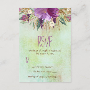 Aquarell gemalte Hochzeits-RSVP-Blume RSVP Karte