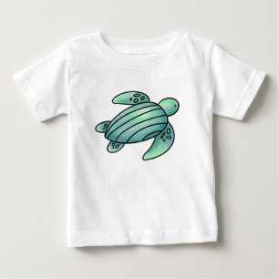 Aquarell gemalte Meeresschildkröte Cartoon blau gr Baby T-shirt