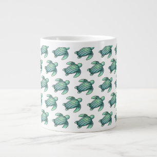 Aquarell gemalte Meeresschildkröte Cartoon blau gr Jumbo-Tasse
