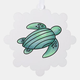 Aquarell gemalte Meeresschildkröte Cartoon blau gr Ornament Karte