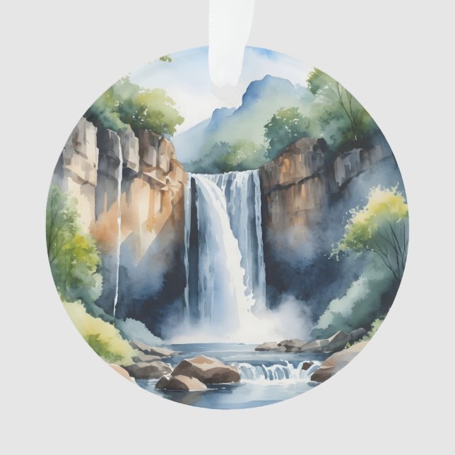 Aquarell-gemalter Wasserfall Ornament (Vorderseite)