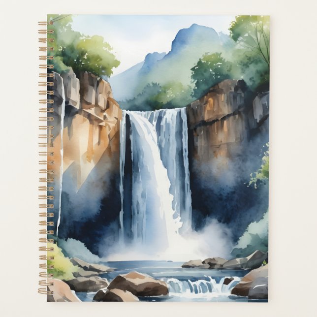 Aquarell gemalter Wasserfall Planer (Vorderseite)